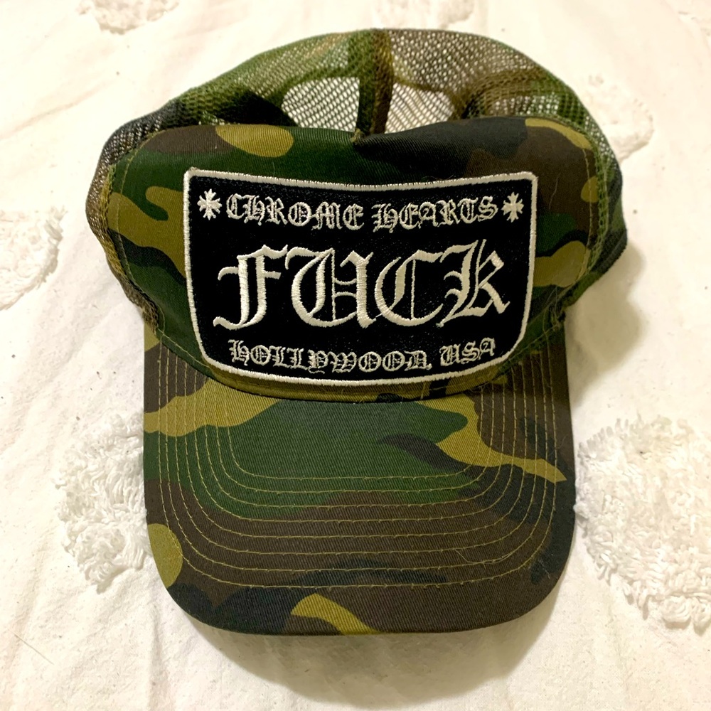 Vintage Chrome Hearts camo trucker hat.